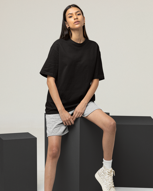 Medvilniniai oversize marškinėliai - Moteriški