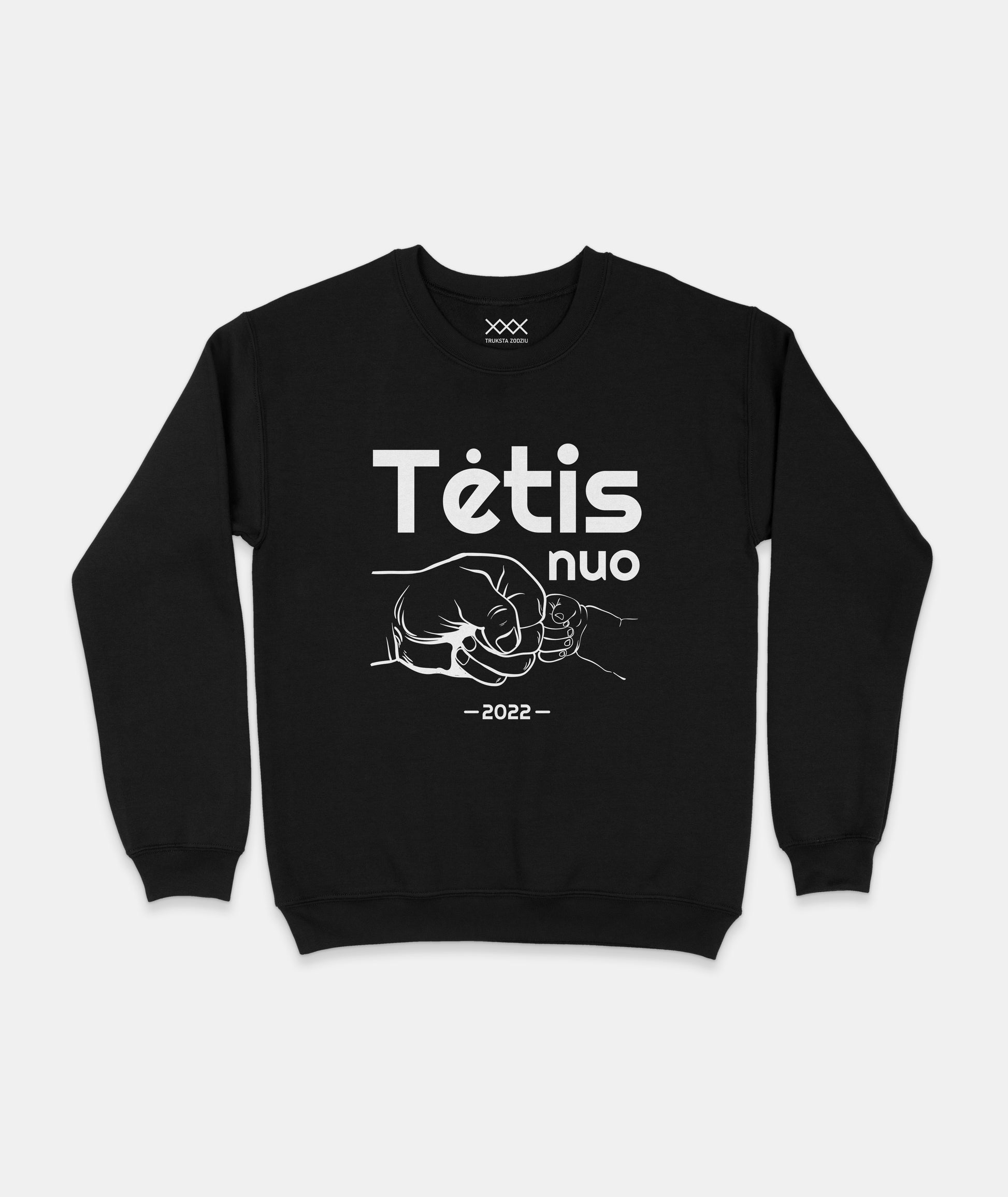 Juodas džemperis su spauda „Tėtis nuo (pasirenkami metai)“ – tobula dovana Tėvo dienai ar kūdikio gimimo proga.